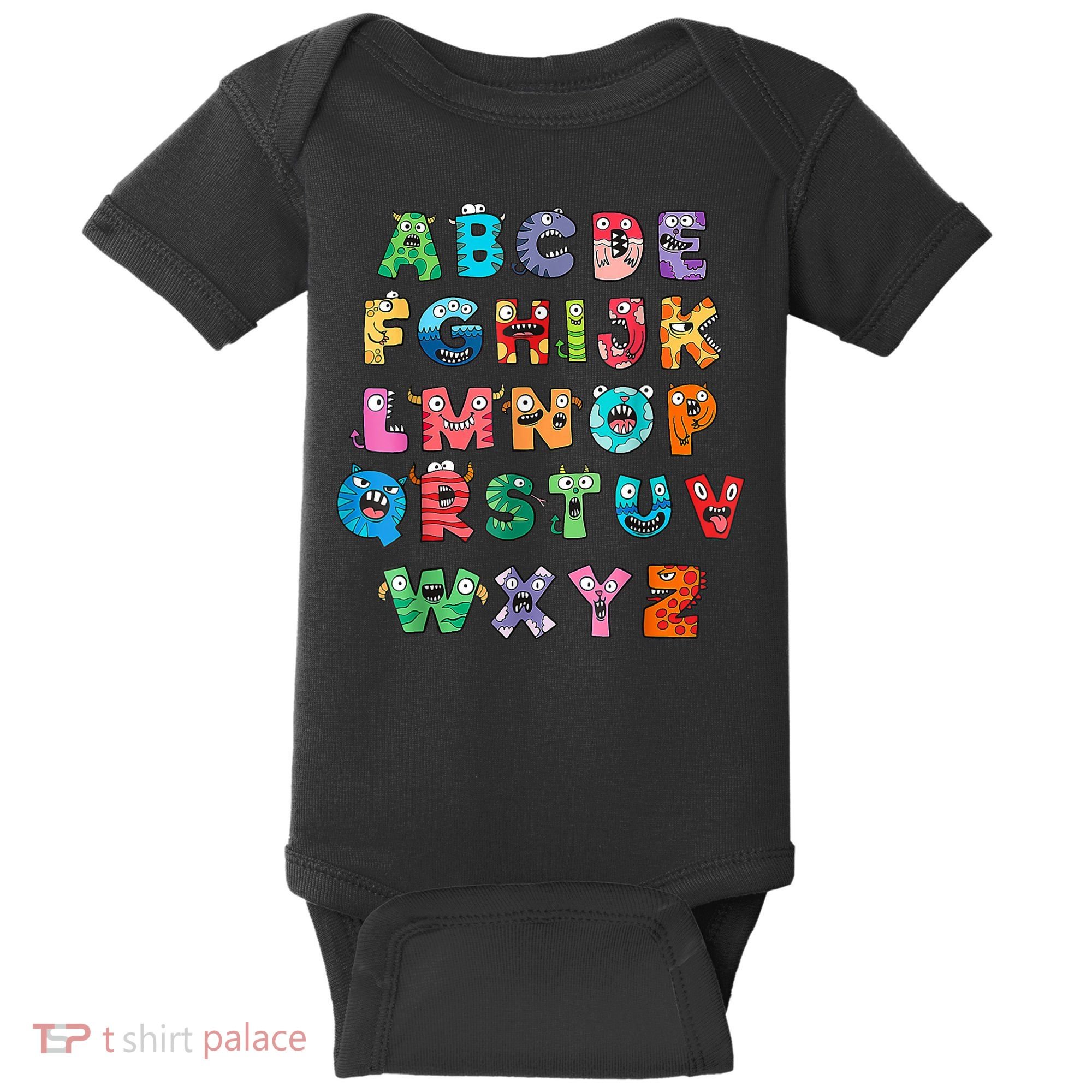 ABC Cute Monster Alphabet Halloween Teacher Costume Baby Bodysuit