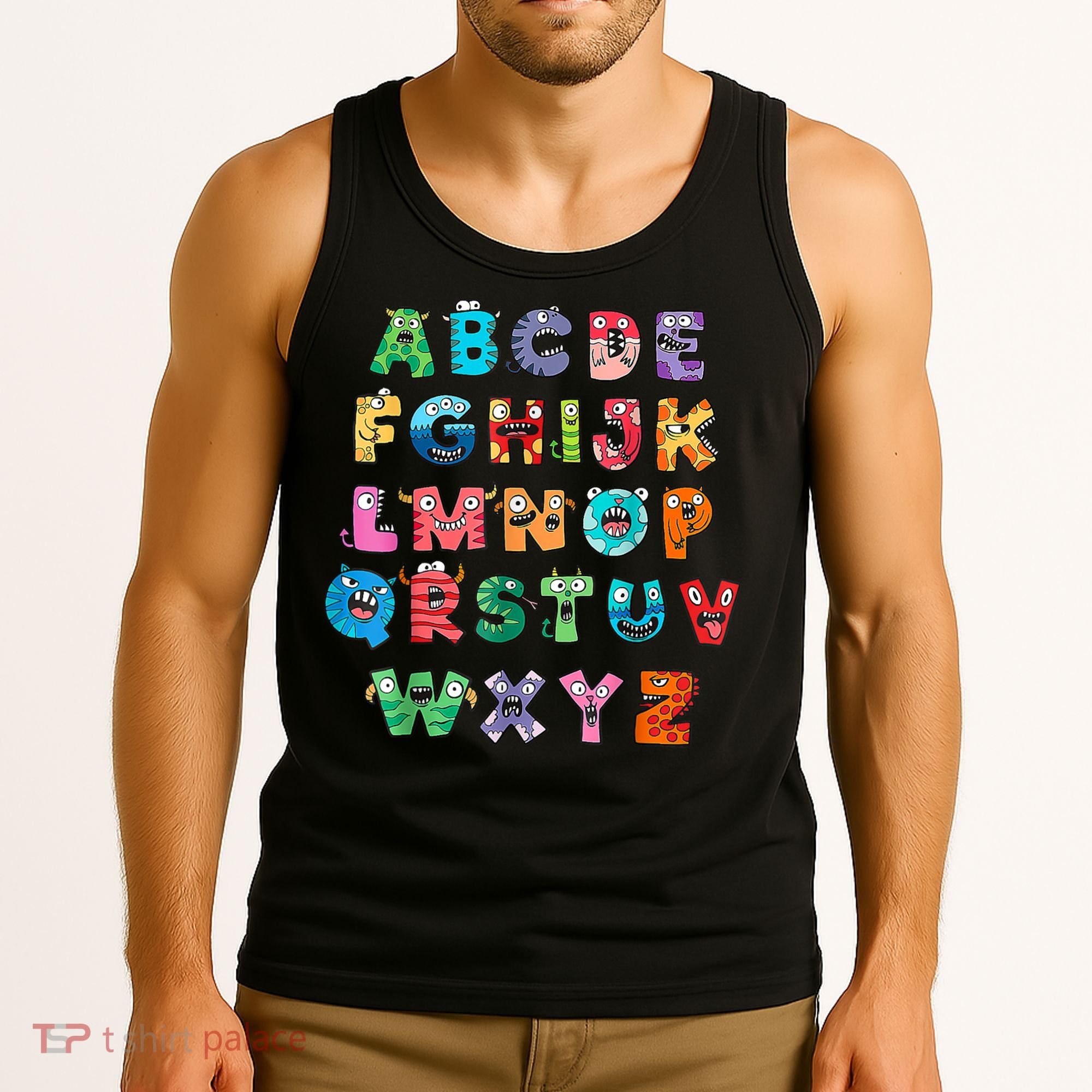 ABC Cute Monster Alphabet Halloween Teacher Costume Tank Top