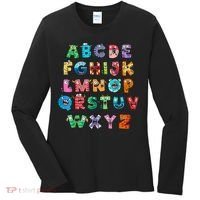ABC Cute Monster Alphabet Halloween Teacher Costume Women's Long Sleeve Shirt thumb 0