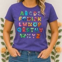 ABC Cute Monster Alphabet Halloween Teacher Costume Women's T-Shirt thumb 2