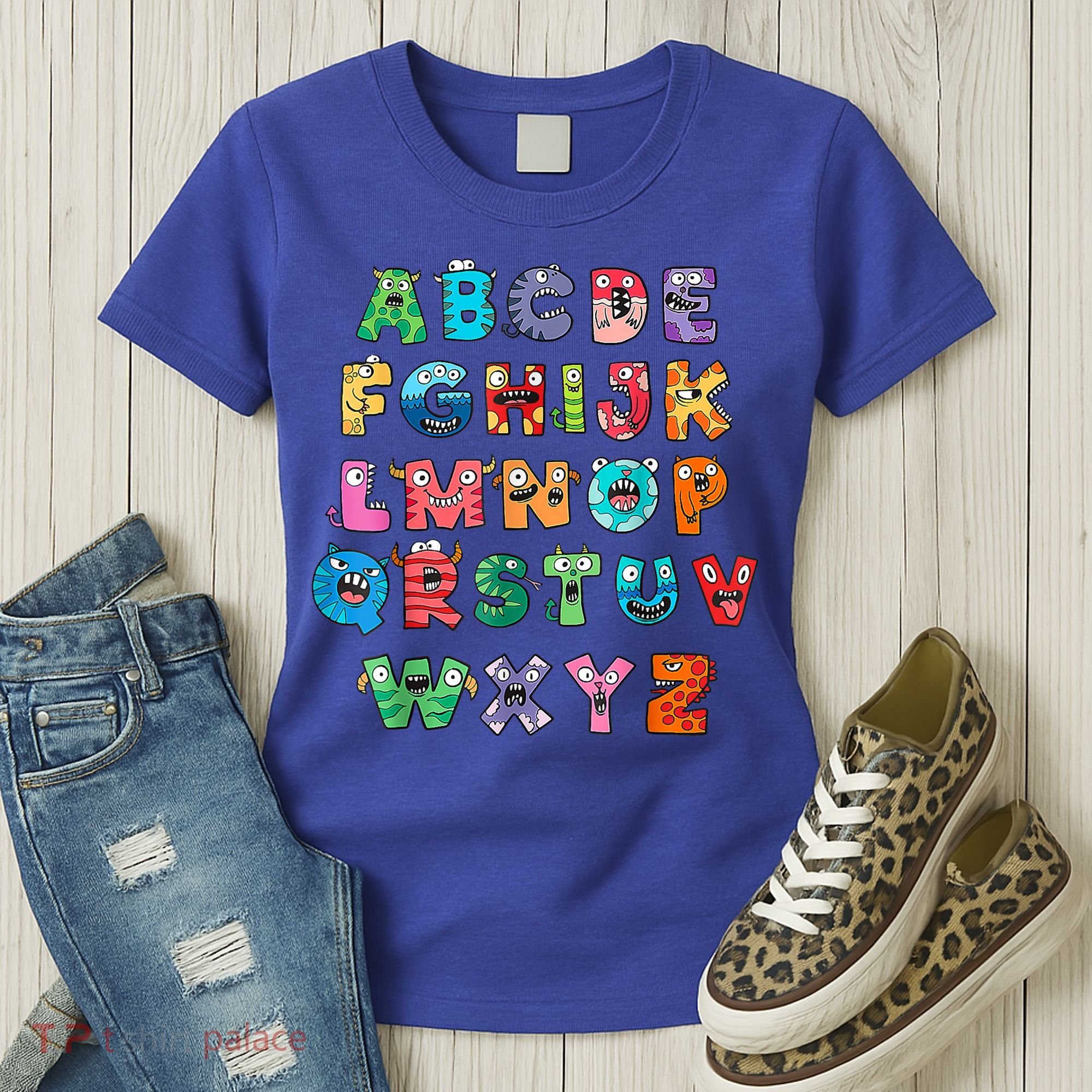 ABC Cute Monster Alphabet Halloween Teacher Costume Women's T-Shirt