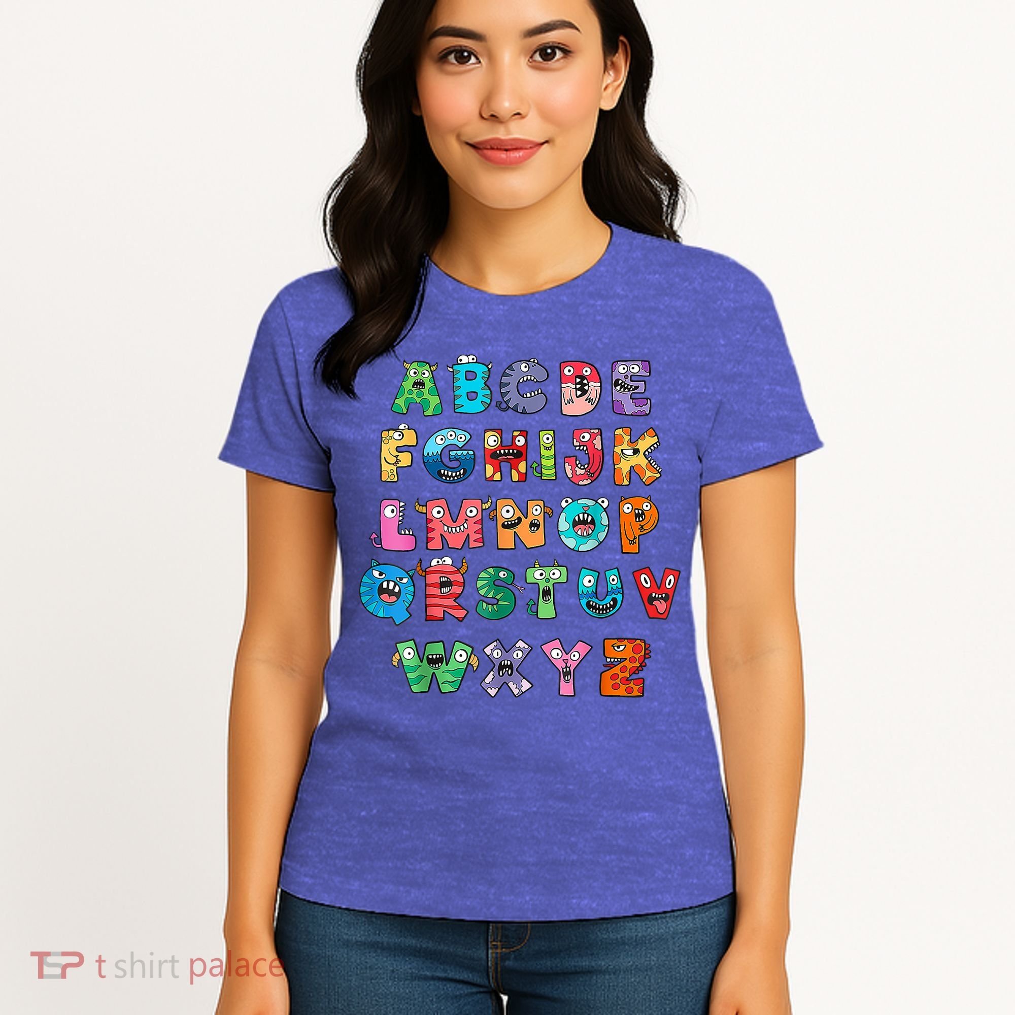 ABC Cute Monster Alphabet Halloween Teacher Costume Women's T-Shirt