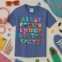 ABC Cute Monster Alphabet Halloween Teacher Costume Kids T-Shirt thumb 3