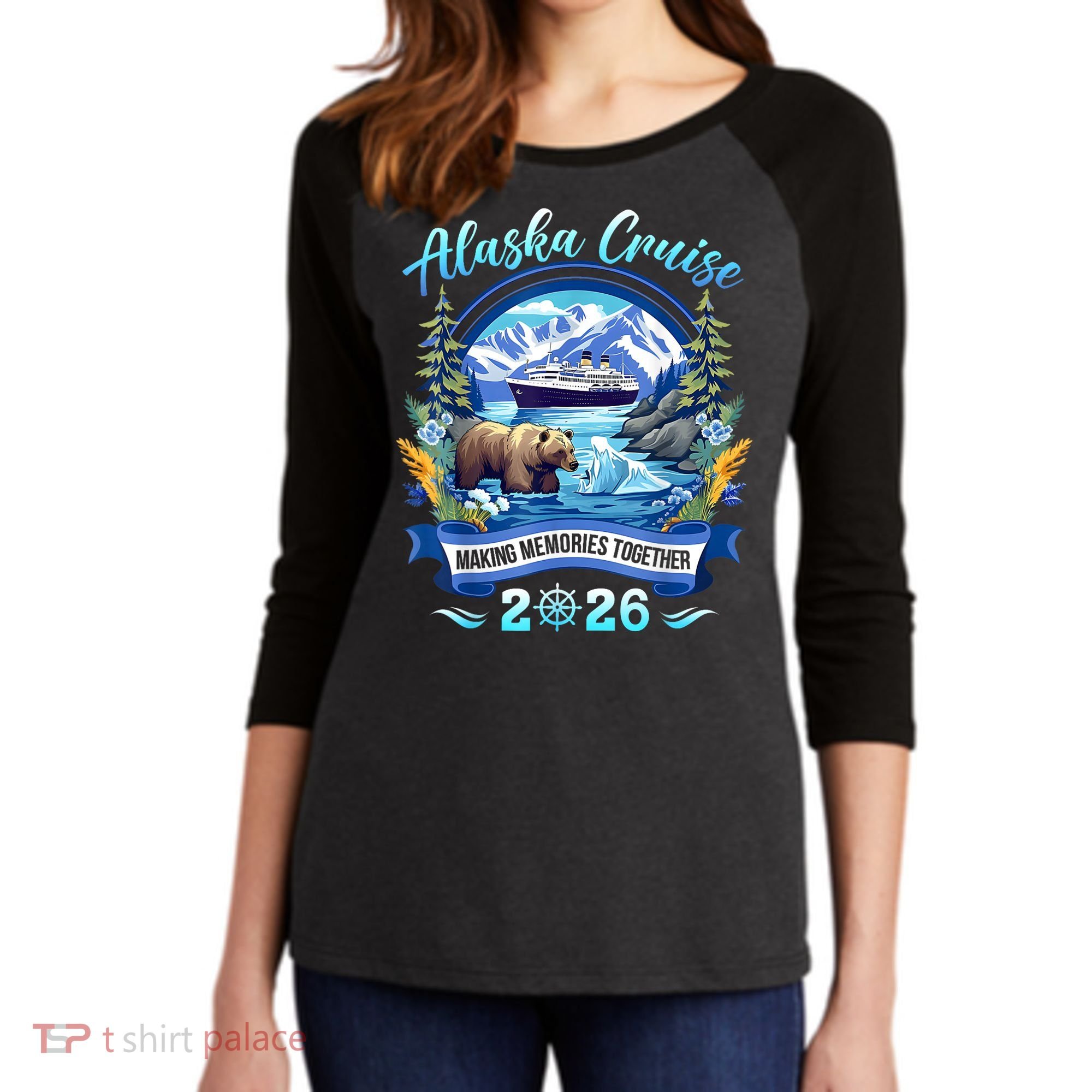 Alaska Cruise Making Memories Together 2026 Women's Tri-Blend 3/4-Sleeve Raglan Shirt