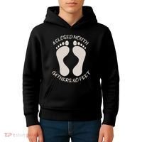 A Closed Mouth Gathers No Feet Funny Pun Corny Dad Joke Kids Hoodie thumb 4