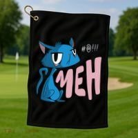 Annoyed Cat Meh Golf Towel thumb 1