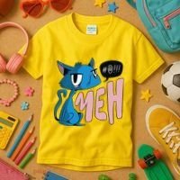 Annoyed Cat Meh Kids T-Shirt thumb 3