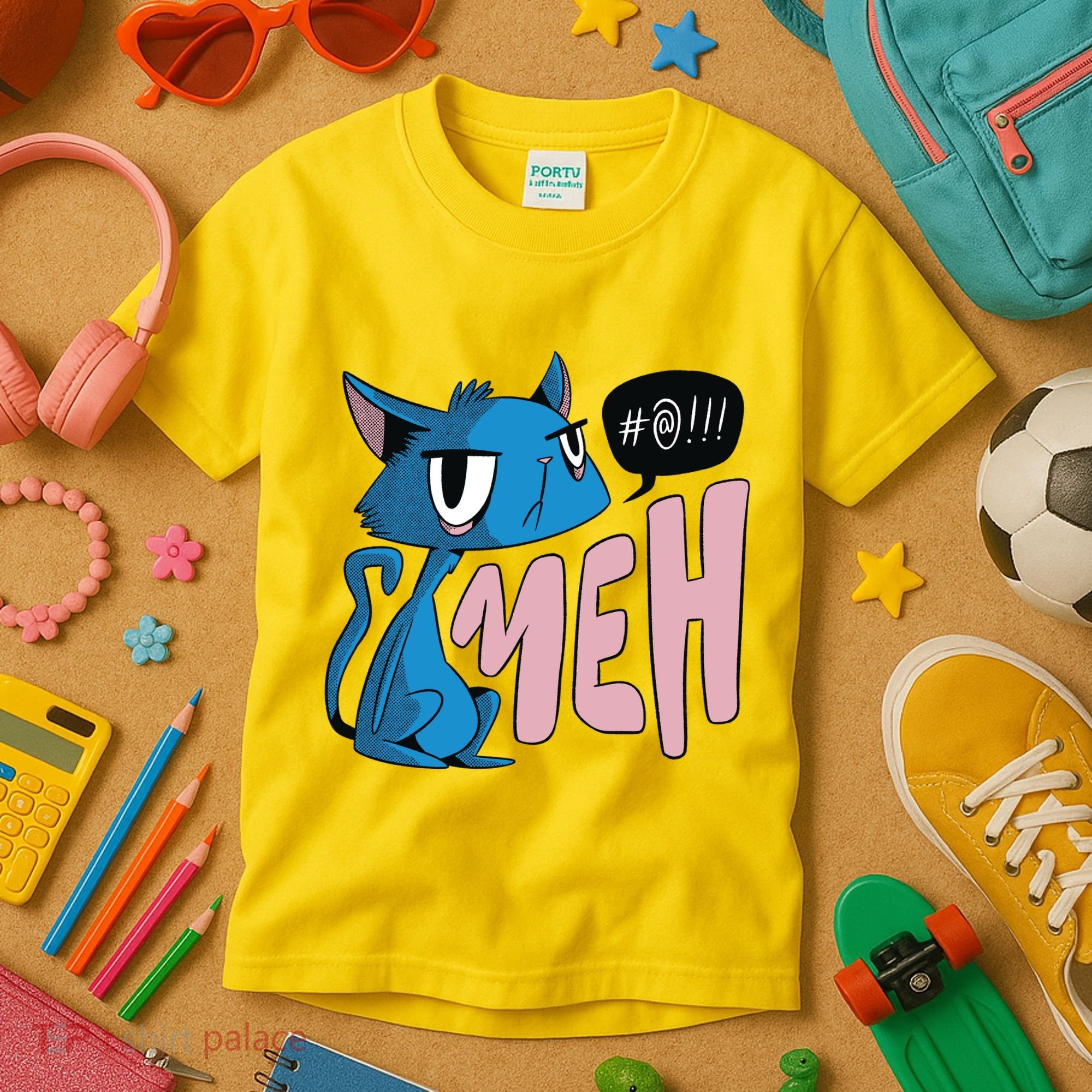 Annoyed Cat Meh Kids T-Shirt