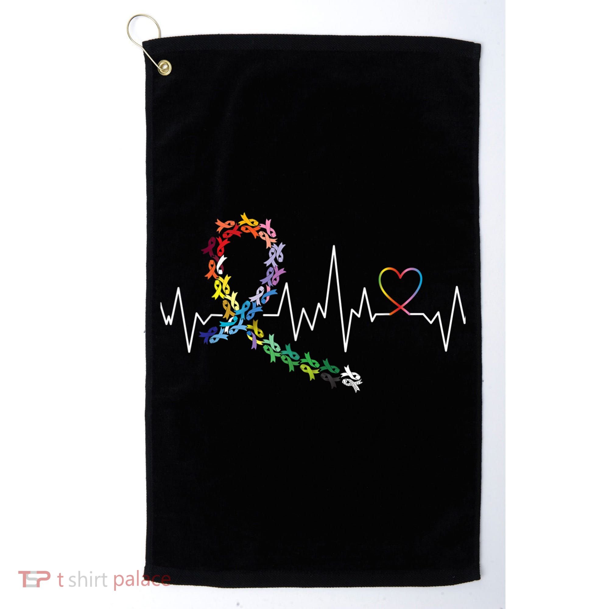 All Cancer Matters Awareness Day Heartbeat Golf Towel
