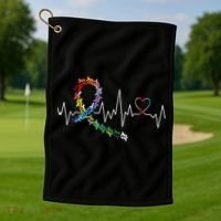 All Cancer Matters Awareness Day Heartbeat Golf Towel thumb 1