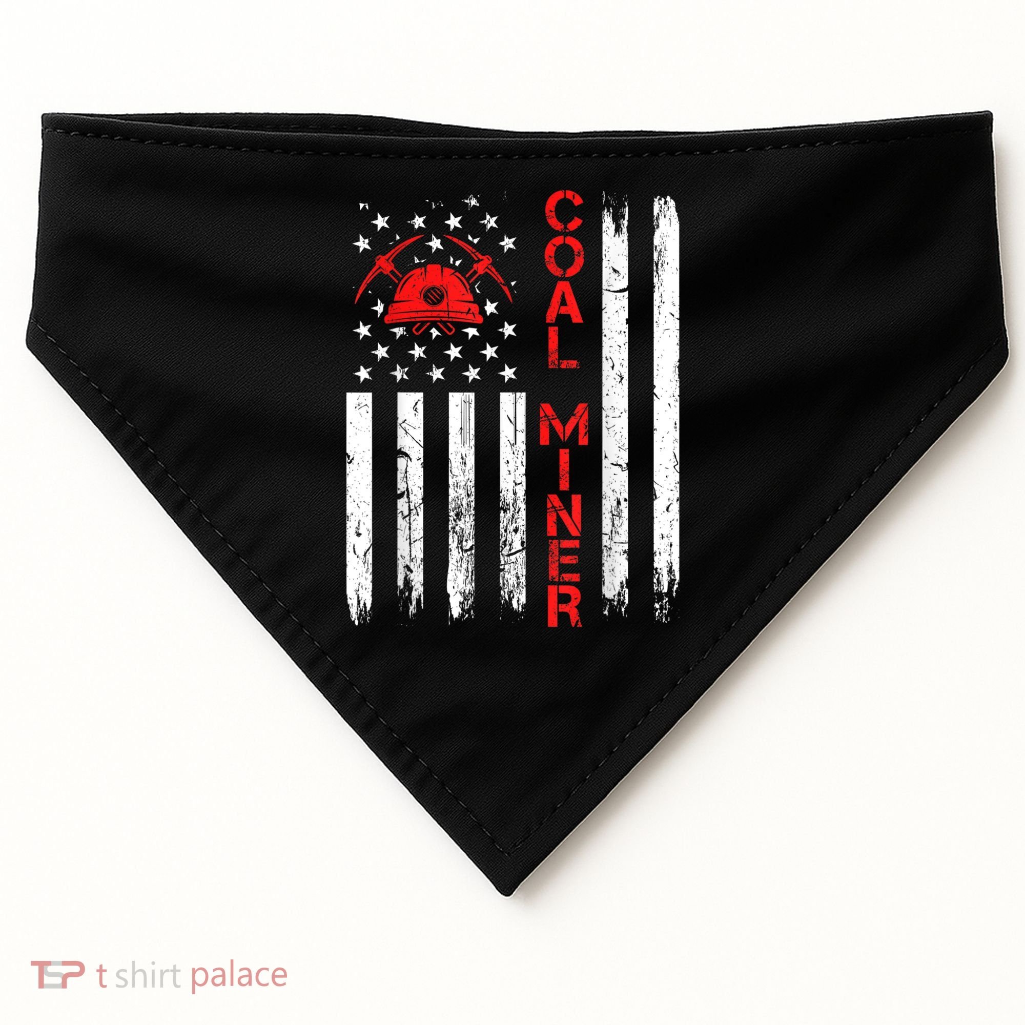American Coal Miner USA Flag Tough Worker USA-Made Doggie Bandana