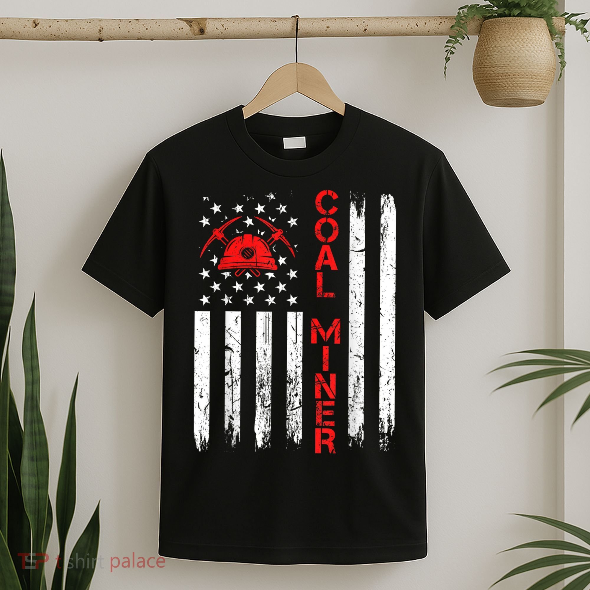 American Coal Miner USA Flag Tough Worker T-Shirt