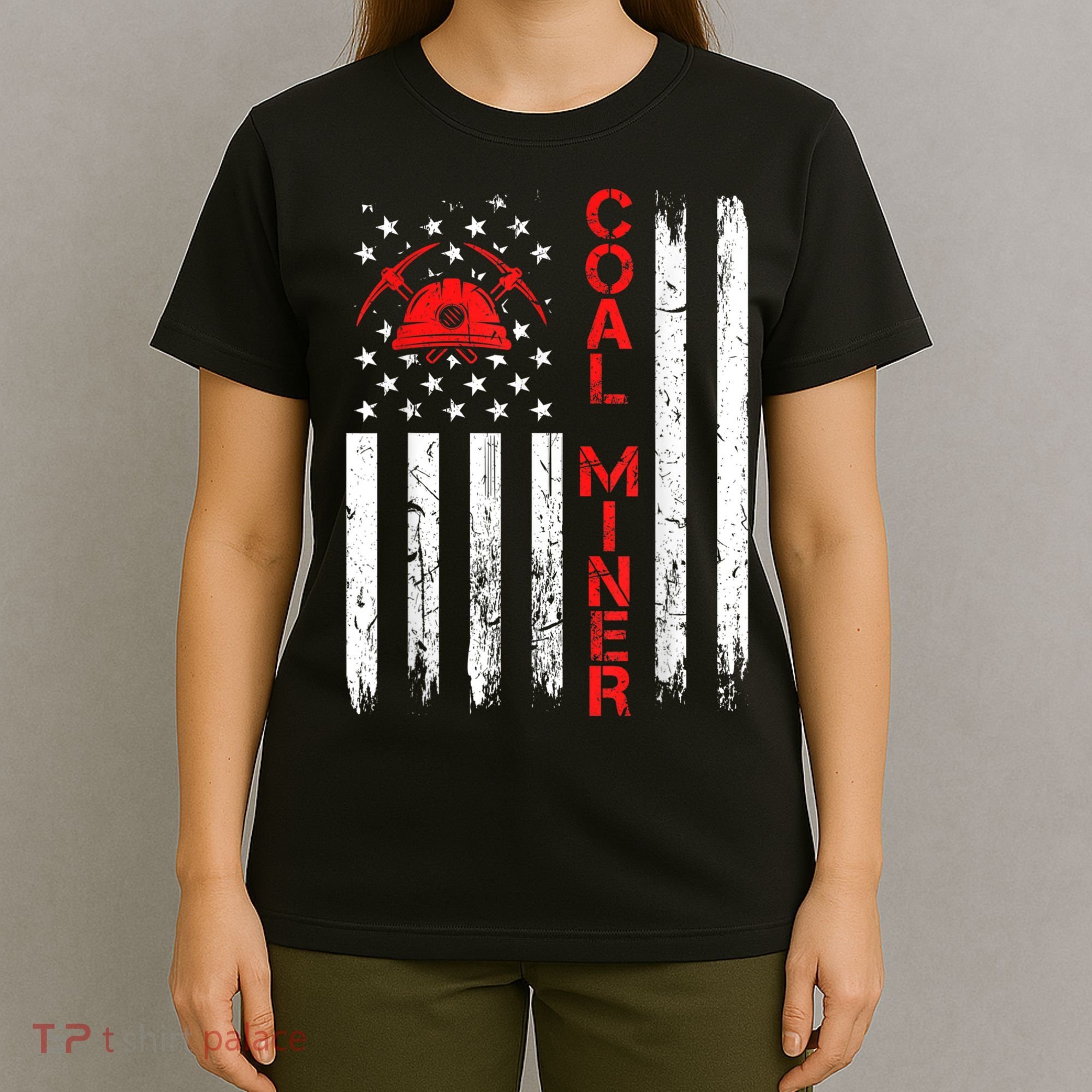 American Coal Miner USA Flag Tough Worker T-Shirt