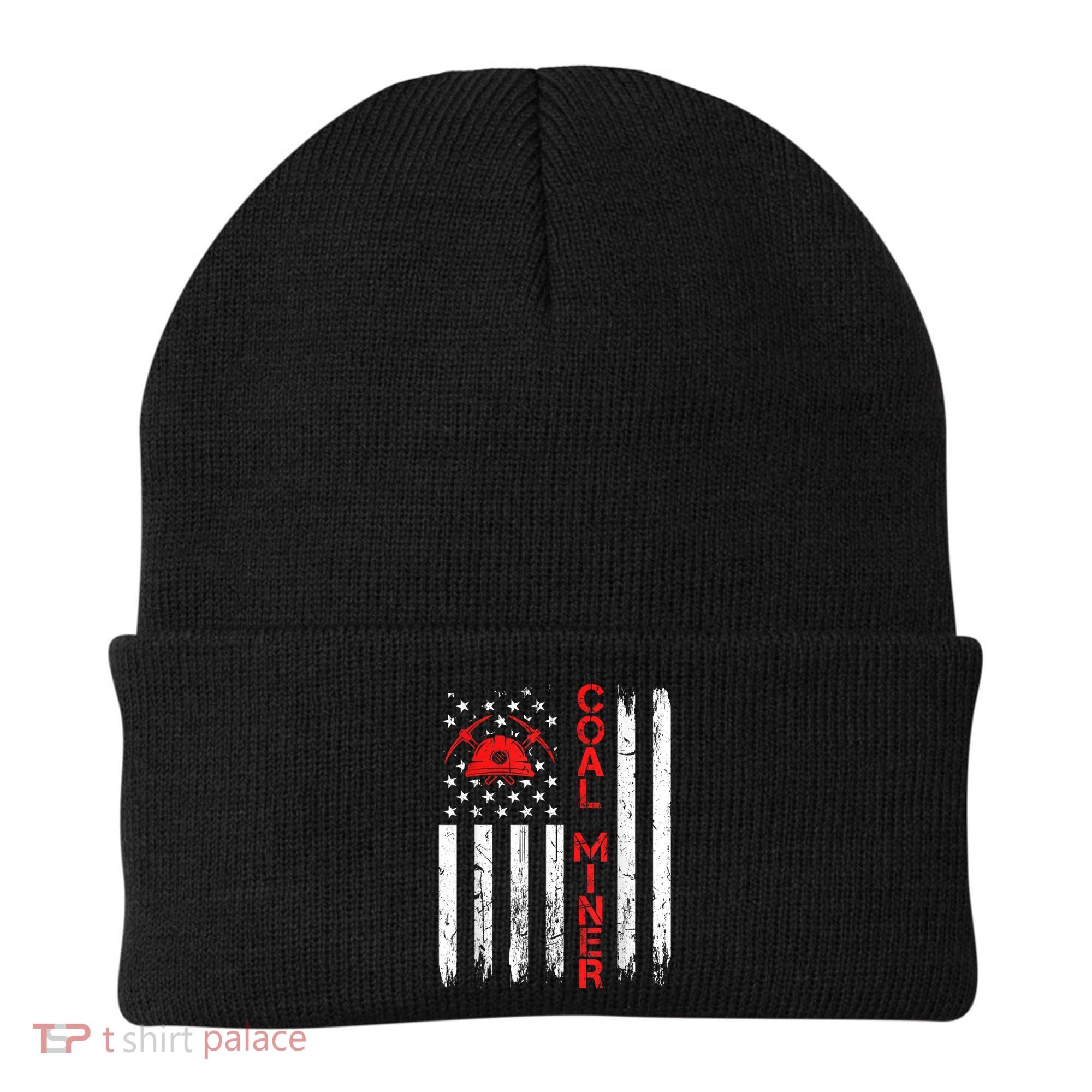 American Coal Miner USA Flag Tough Worker Beanie