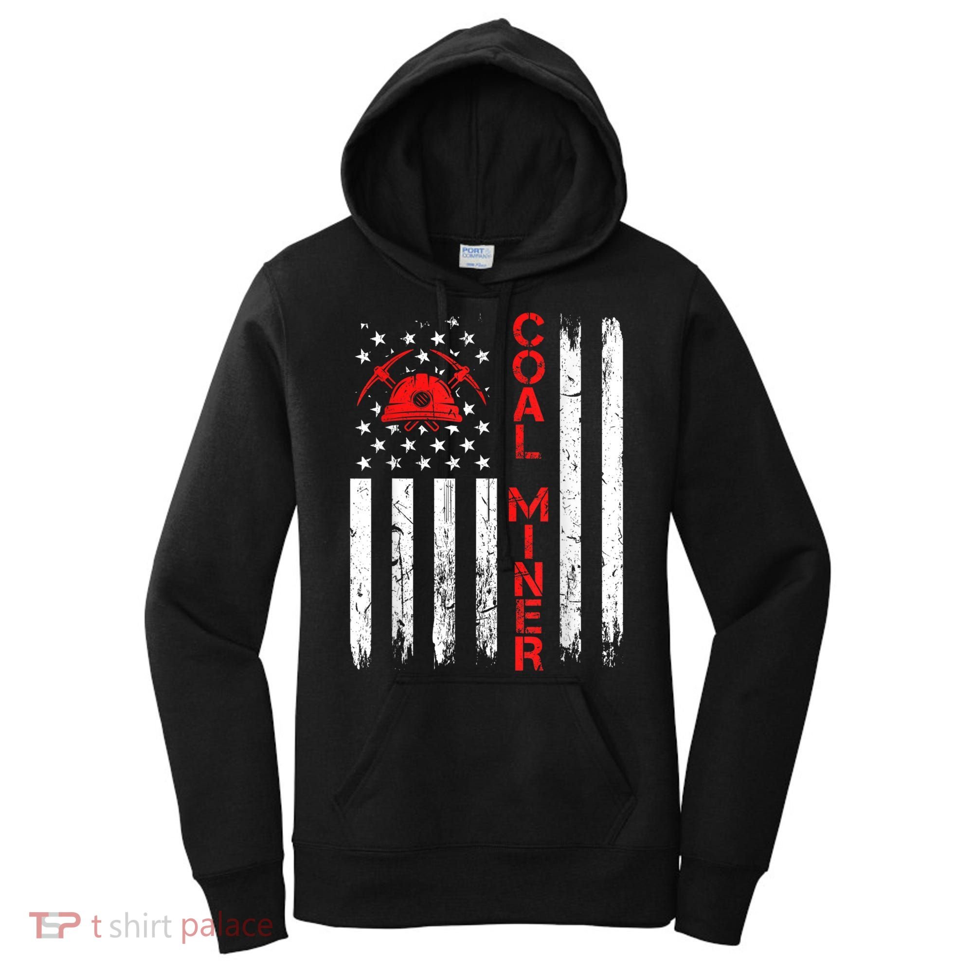 American Coal Miner USA Flag Tough Worker Women's Hoodie