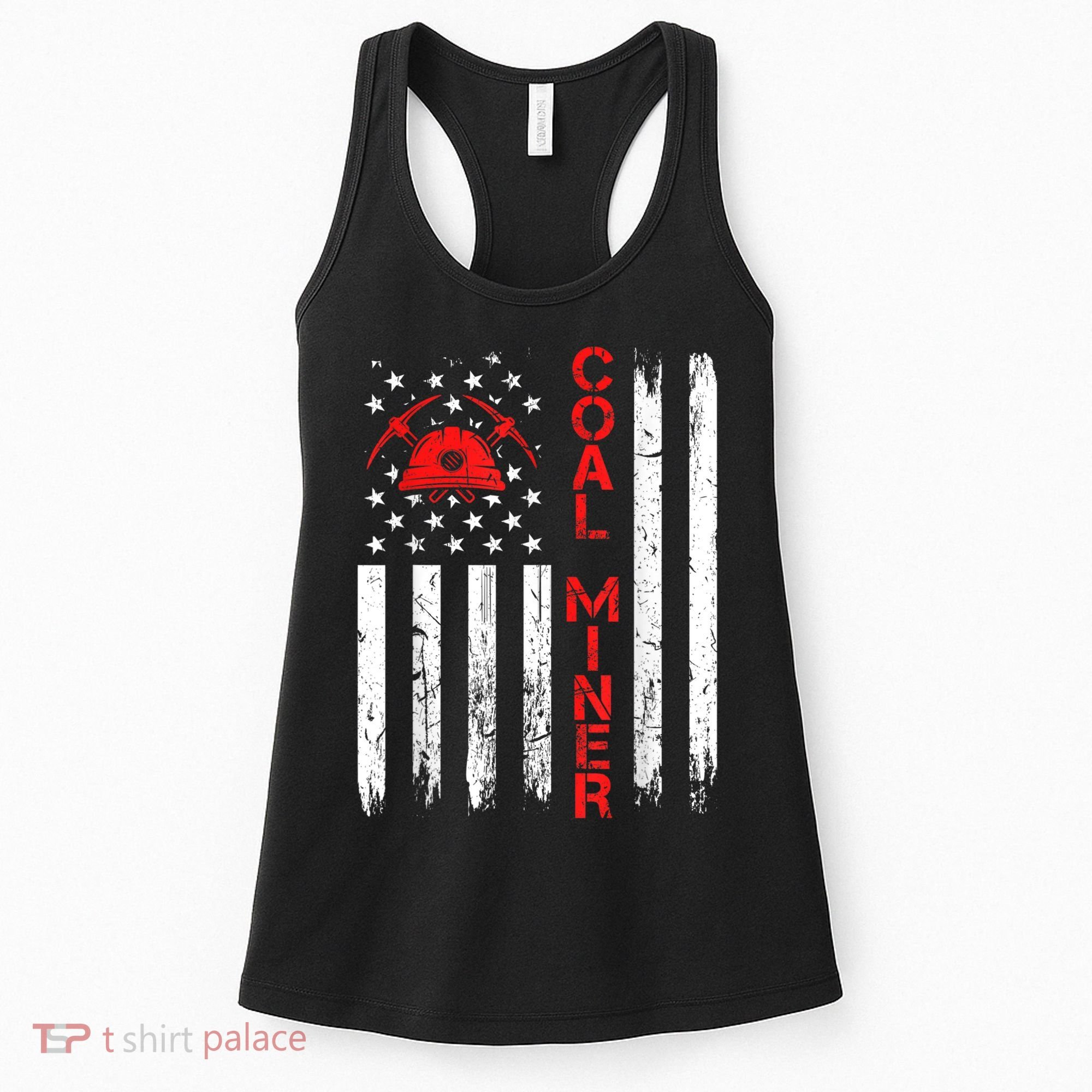 American Coal Miner USA Flag Tough Worker Women's Tank Top