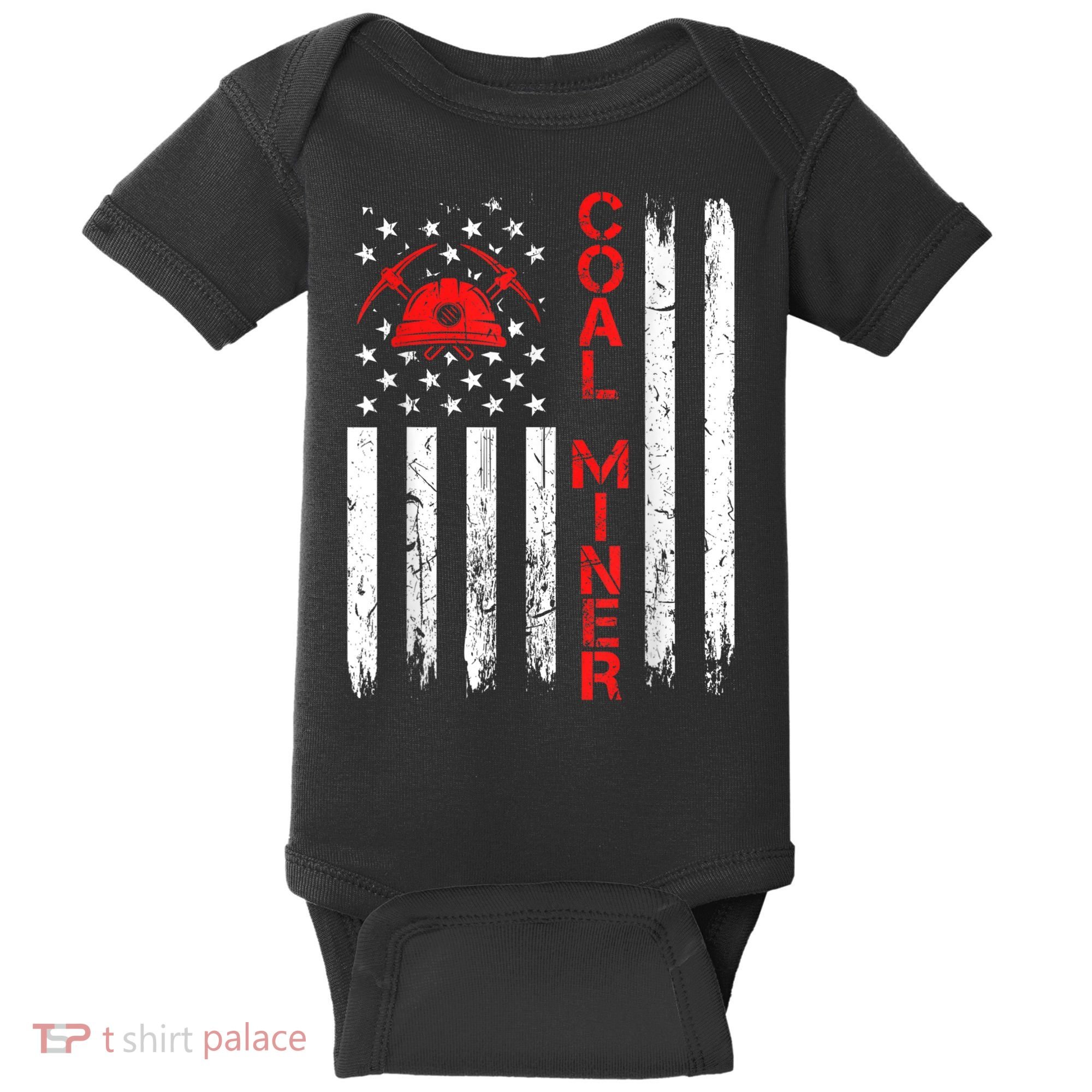 American Coal Miner USA Flag Tough Worker Baby Bodysuit