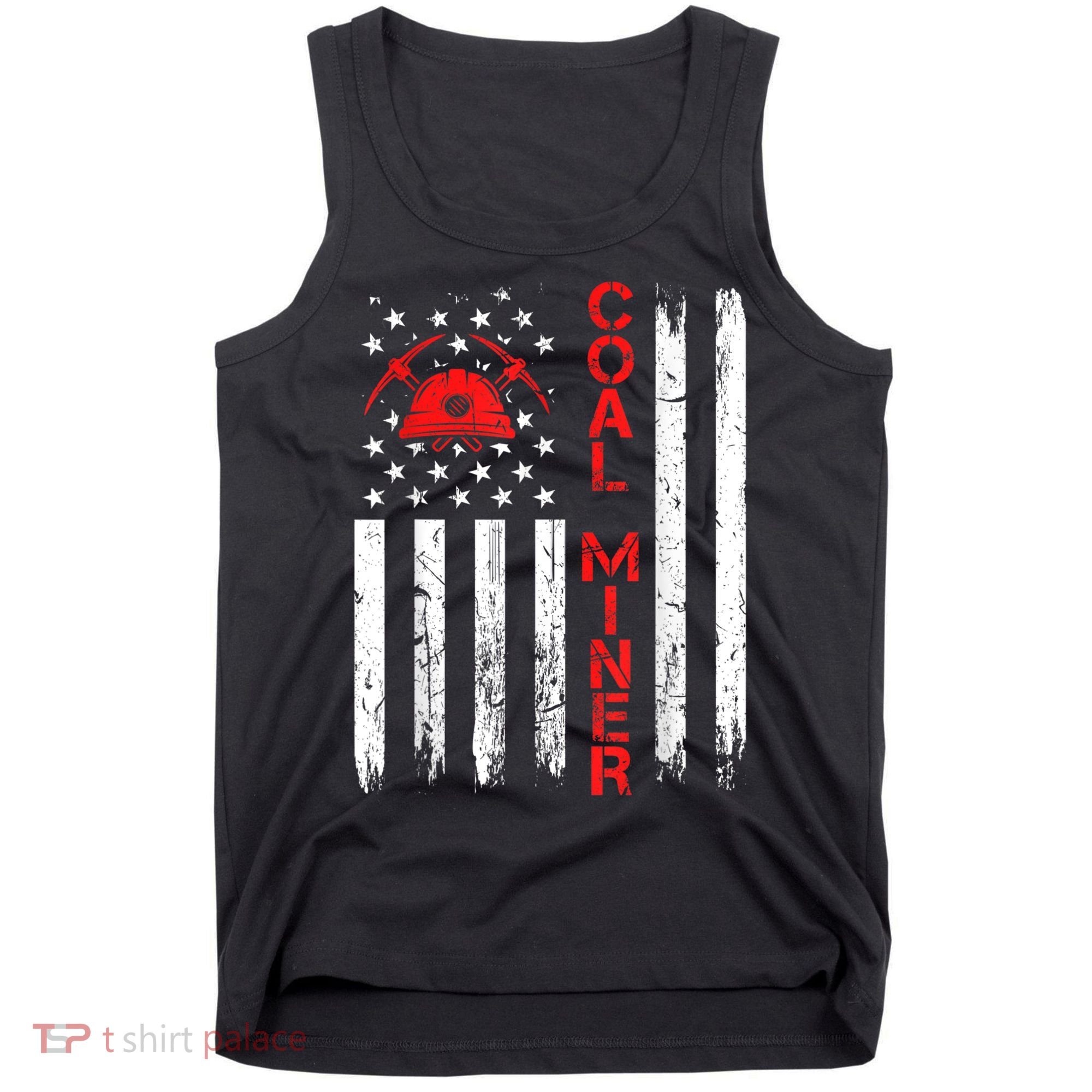 American Coal Miner USA Flag Tough Worker Tank Top