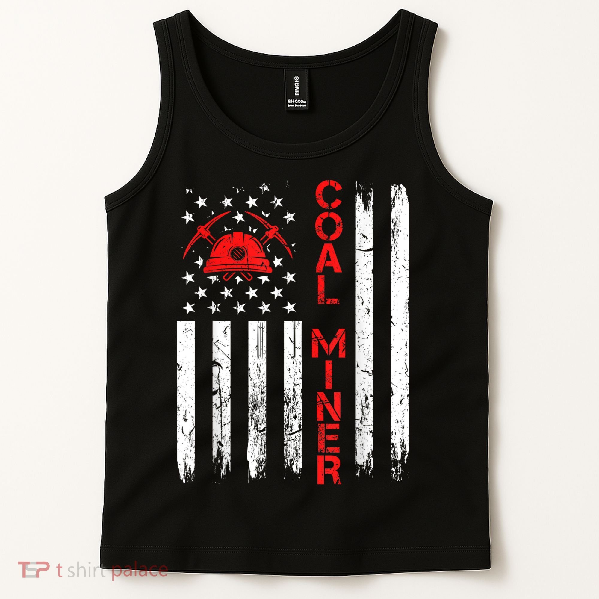 American Coal Miner USA Flag Tough Worker Tank Top