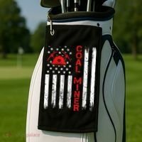 American Coal Miner USA Flag Tough Worker Golf Towel thumb 2