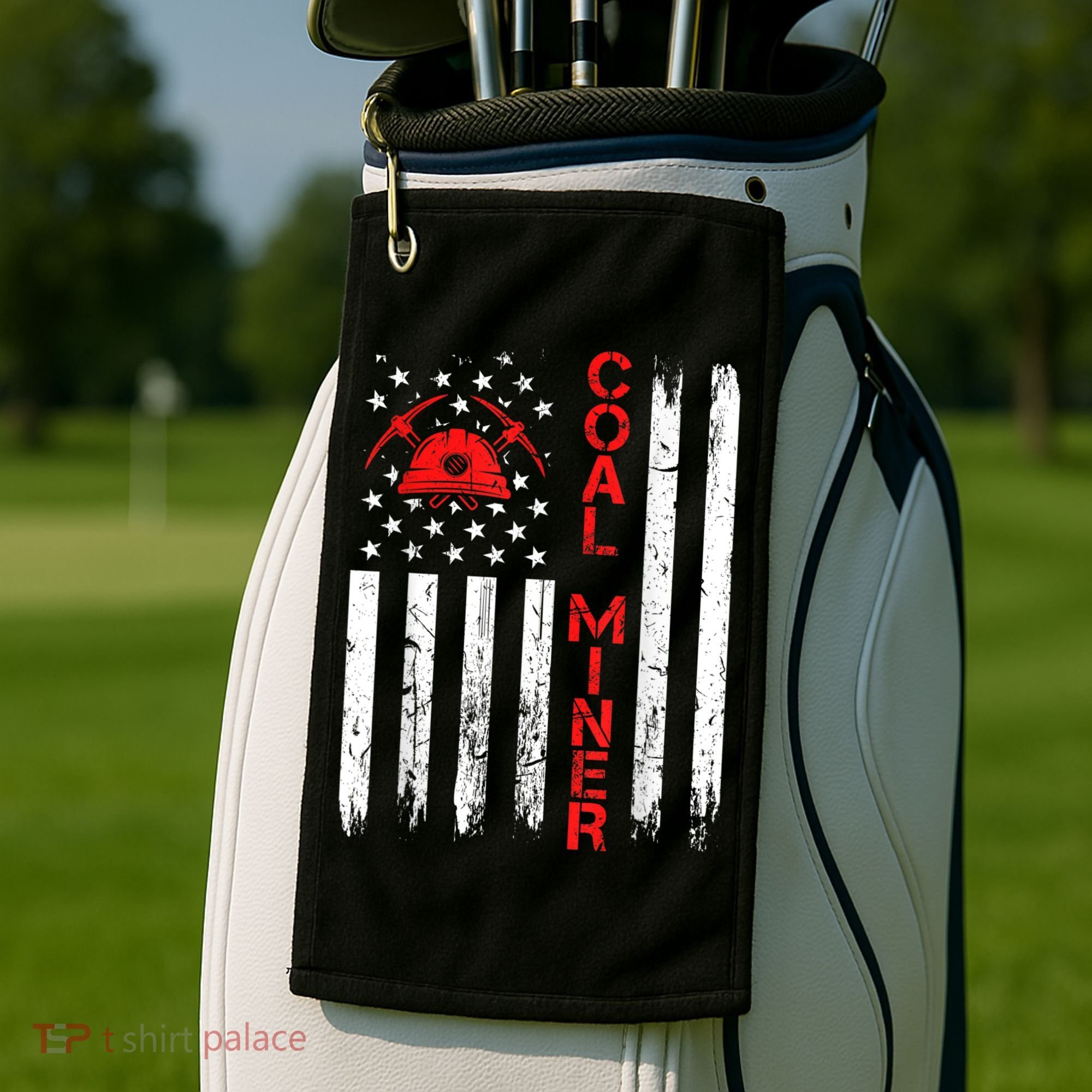 American Coal Miner USA Flag Tough Worker Golf Towel