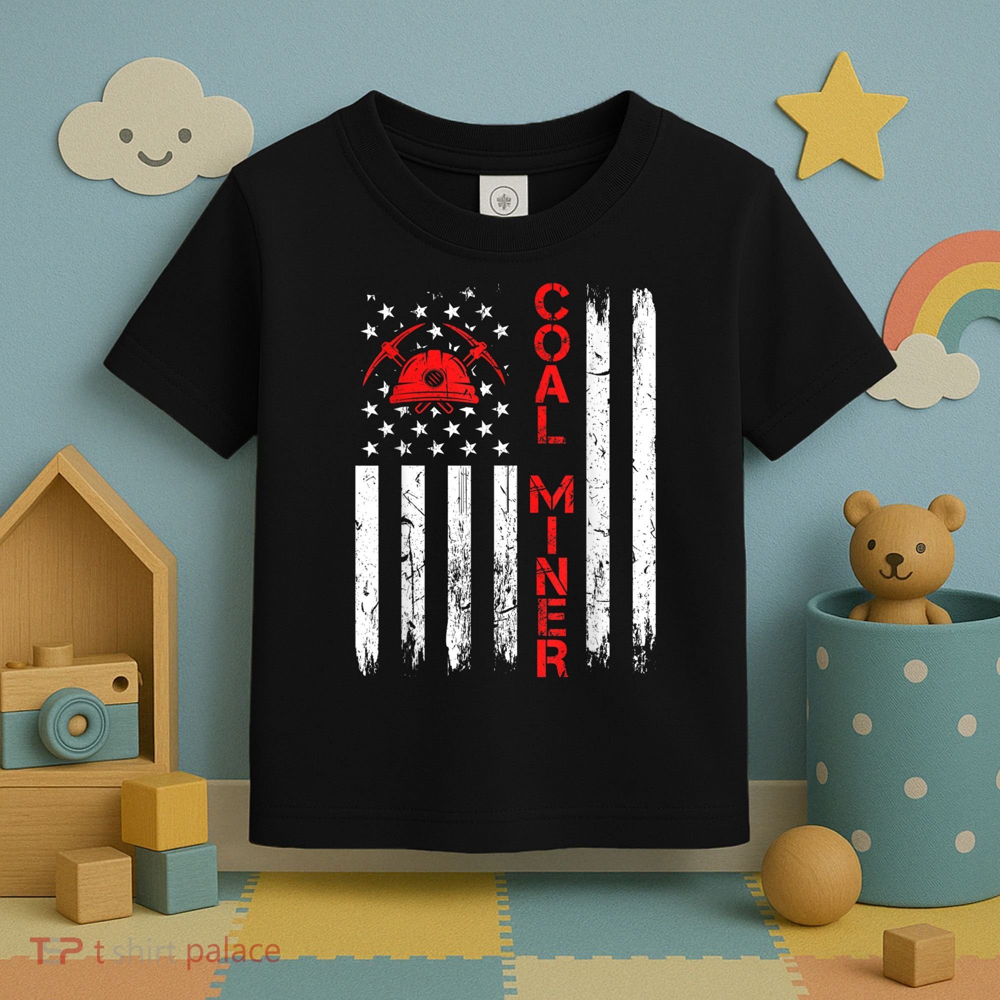 American Coal Miner USA Flag Tough Worker Toddler T-Shirt