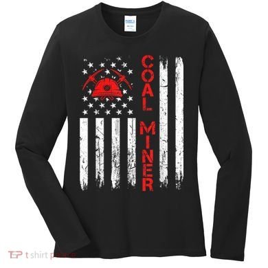 American Coal Miner USA Flag Tough Worker Women's Long Sleeve Shirt