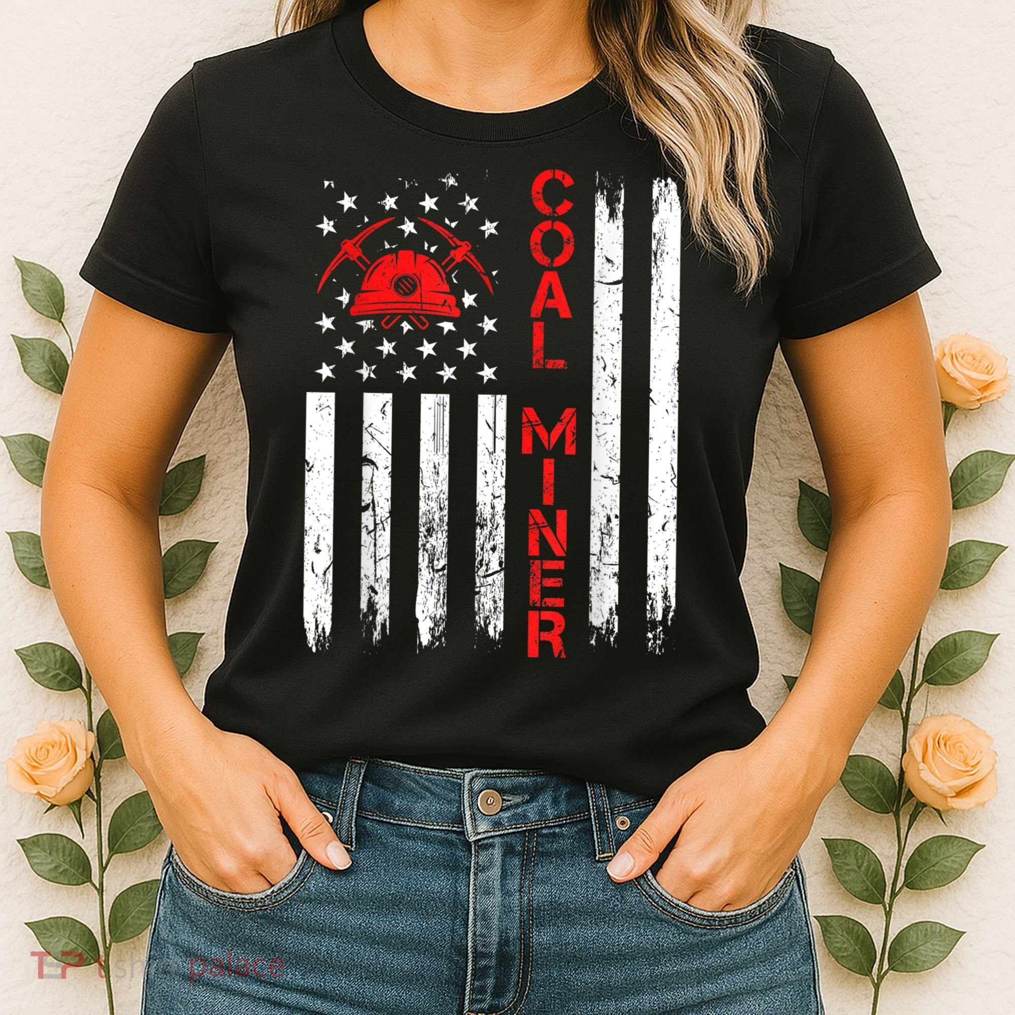 American Coal Miner USA Flag Tough Worker Women's T-Shirt