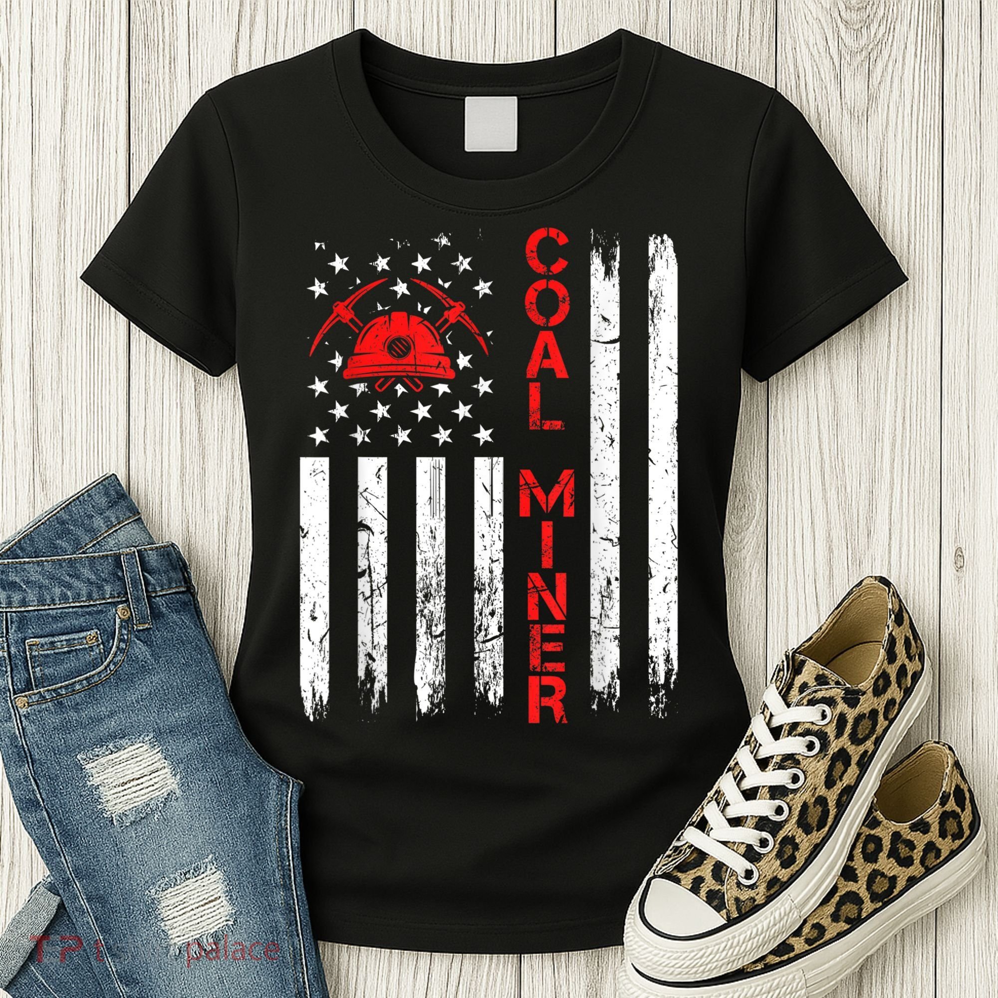 American Coal Miner USA Flag Tough Worker Women's T-Shirt