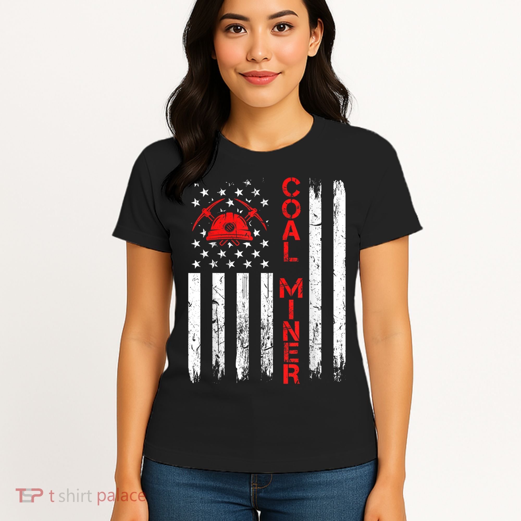 American Coal Miner USA Flag Tough Worker Women's T-Shirt