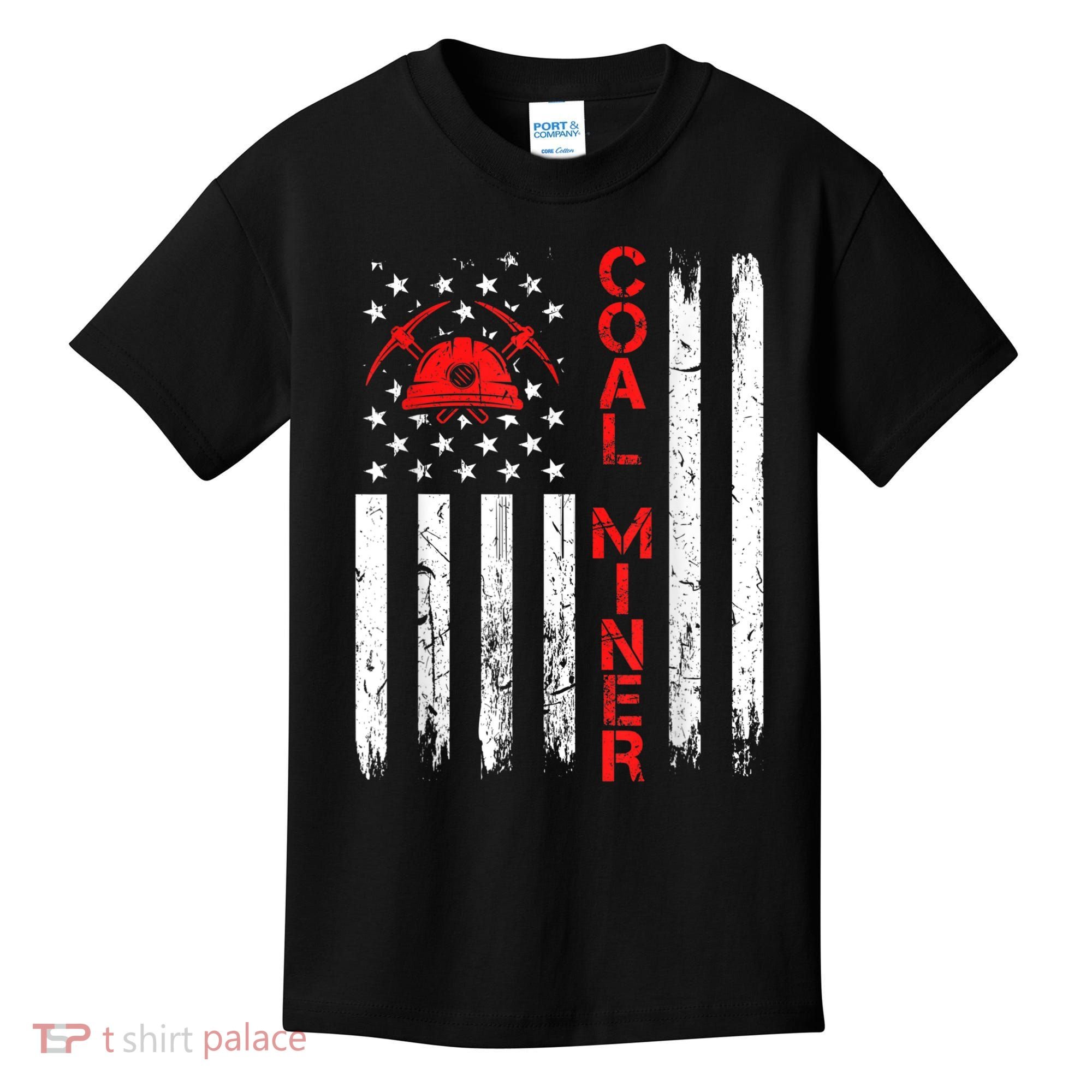 American Coal Miner USA Flag Tough Worker Kids T-Shirt