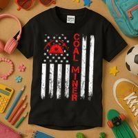 American Coal Miner USA Flag Tough Worker Kids T-Shirt thumb 3