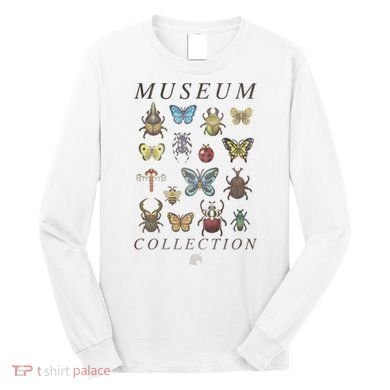 Animal Crossing Museum Bug Collection Vintage Textbook Style Long Sleeve Shirt