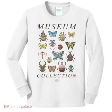 Animal Crossing Museum Bug Collection Vintage Textbook Style Kids Long Sleeve Shirt
