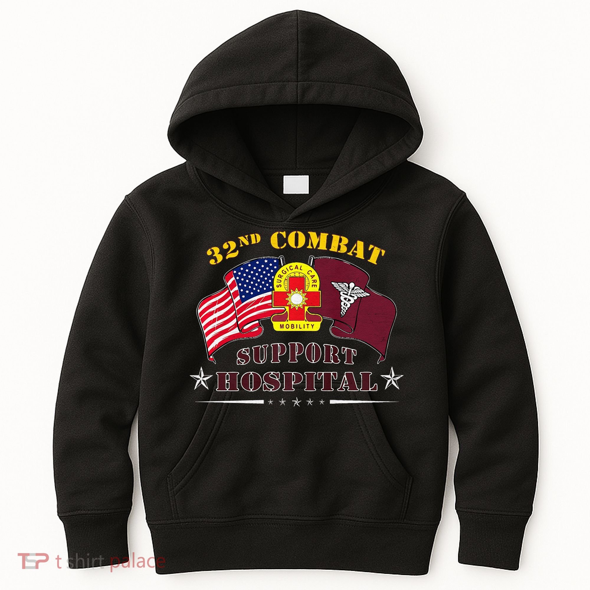 Army Combat Medic 32nd Combat Support Hospital Veteran Kids Hoodie