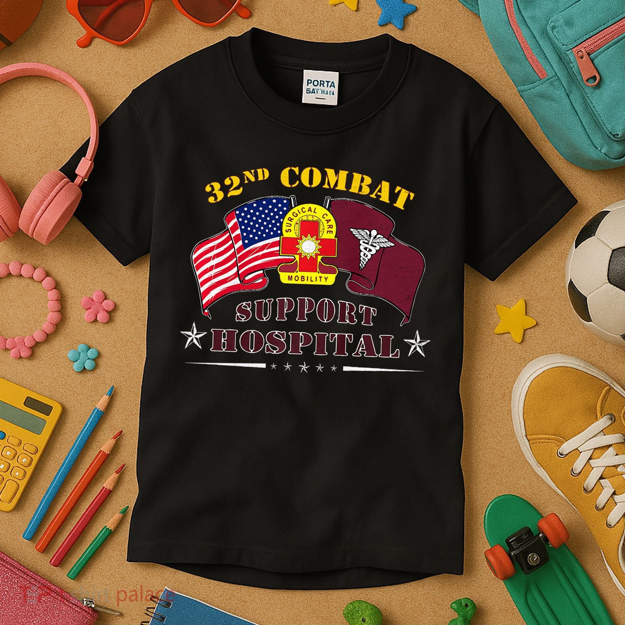 Army Combat Medic 32nd Combat Support Hospital Veteran Kids T-Shirt