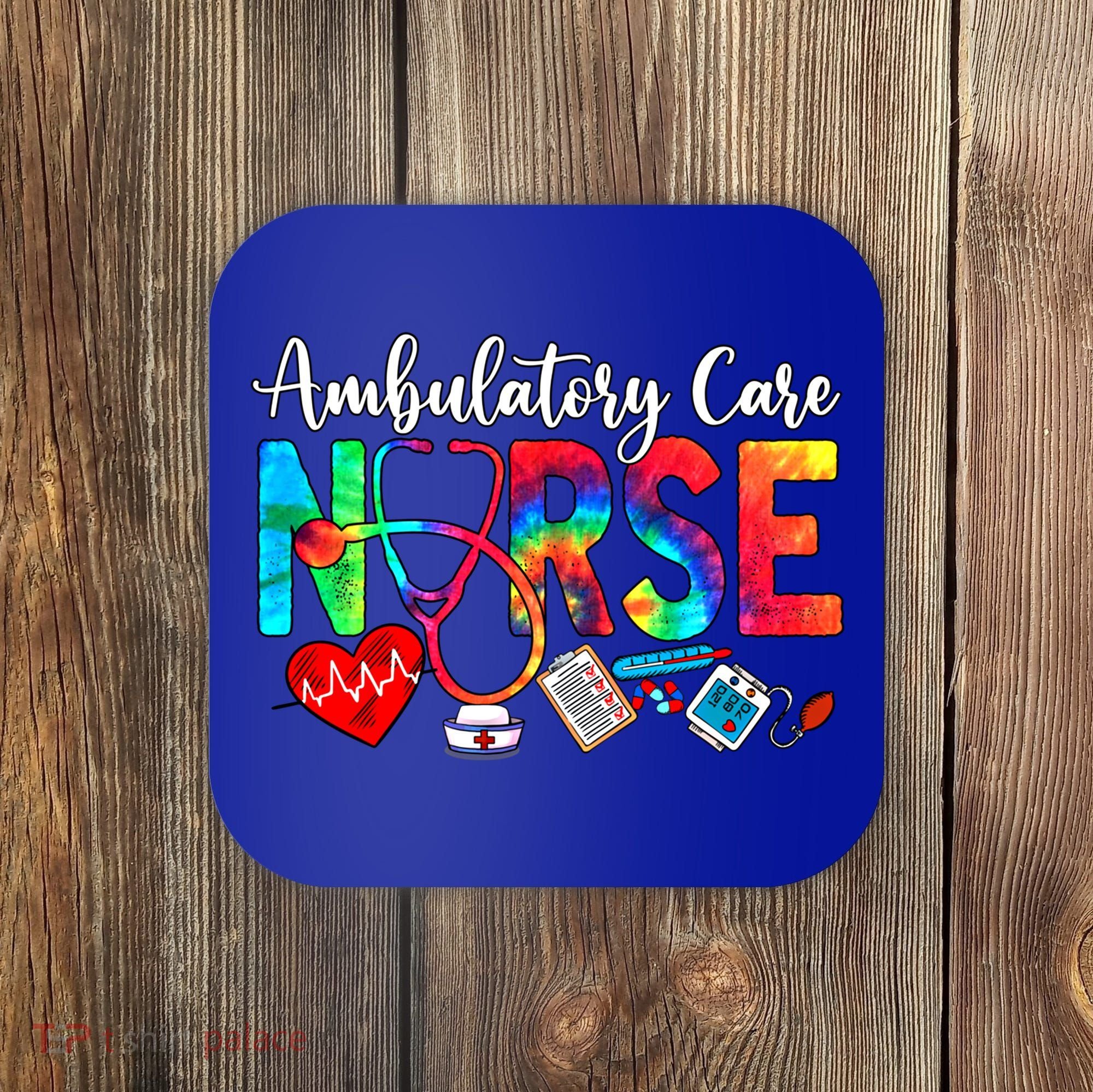 Ambulatory Care Nurse Tie Dye Love Heart Stethoscope Gift Coaster