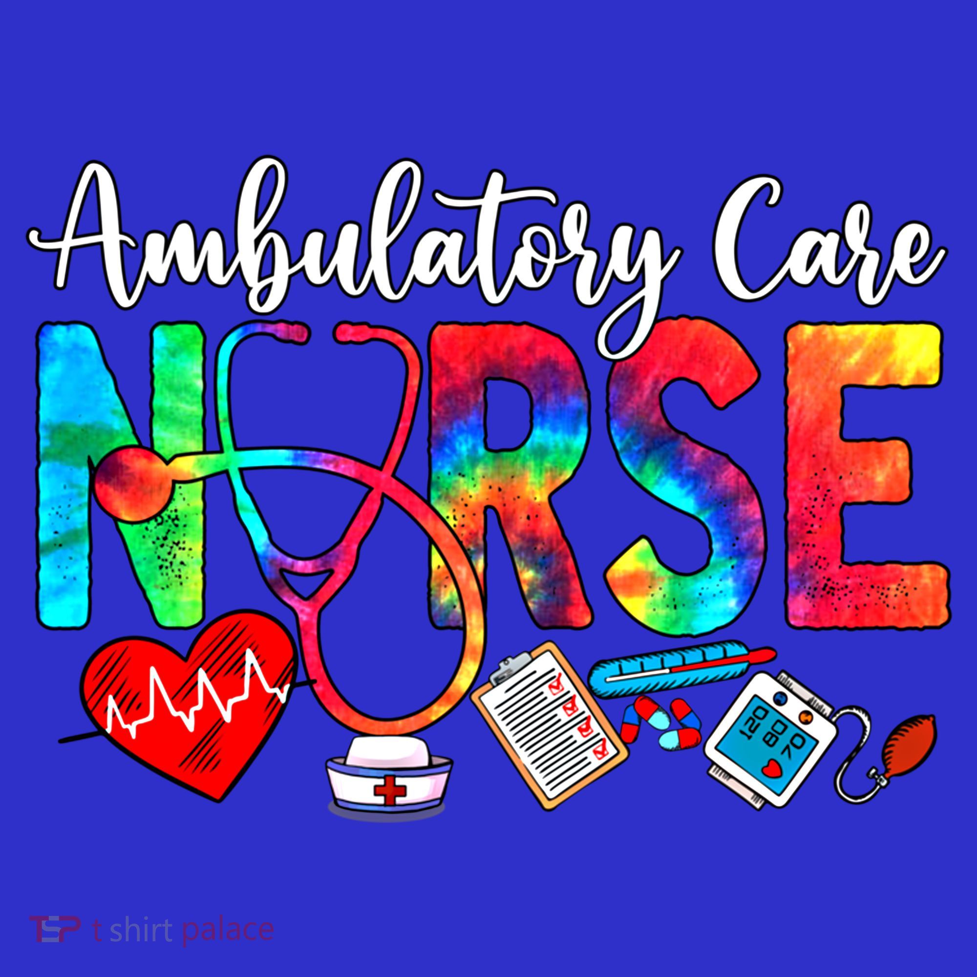 Ambulatory Care Nurse Tie Dye Love Heart Stethoscope Gift Coaster