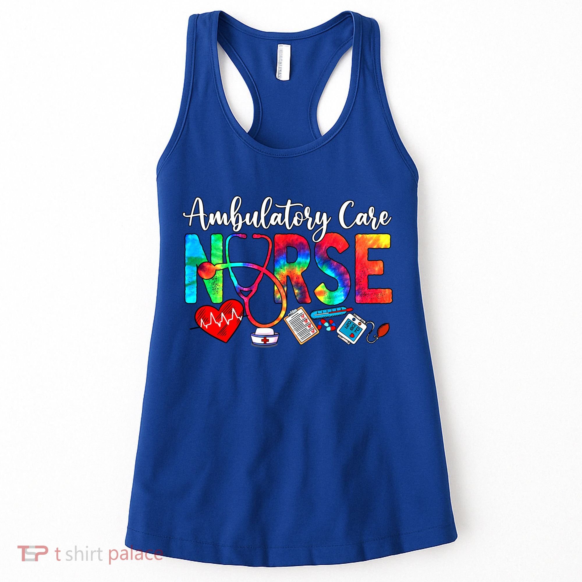 Ambulatory Care Nurse Tie Dye Love Heart Stethoscope Gift Women's Tank Top