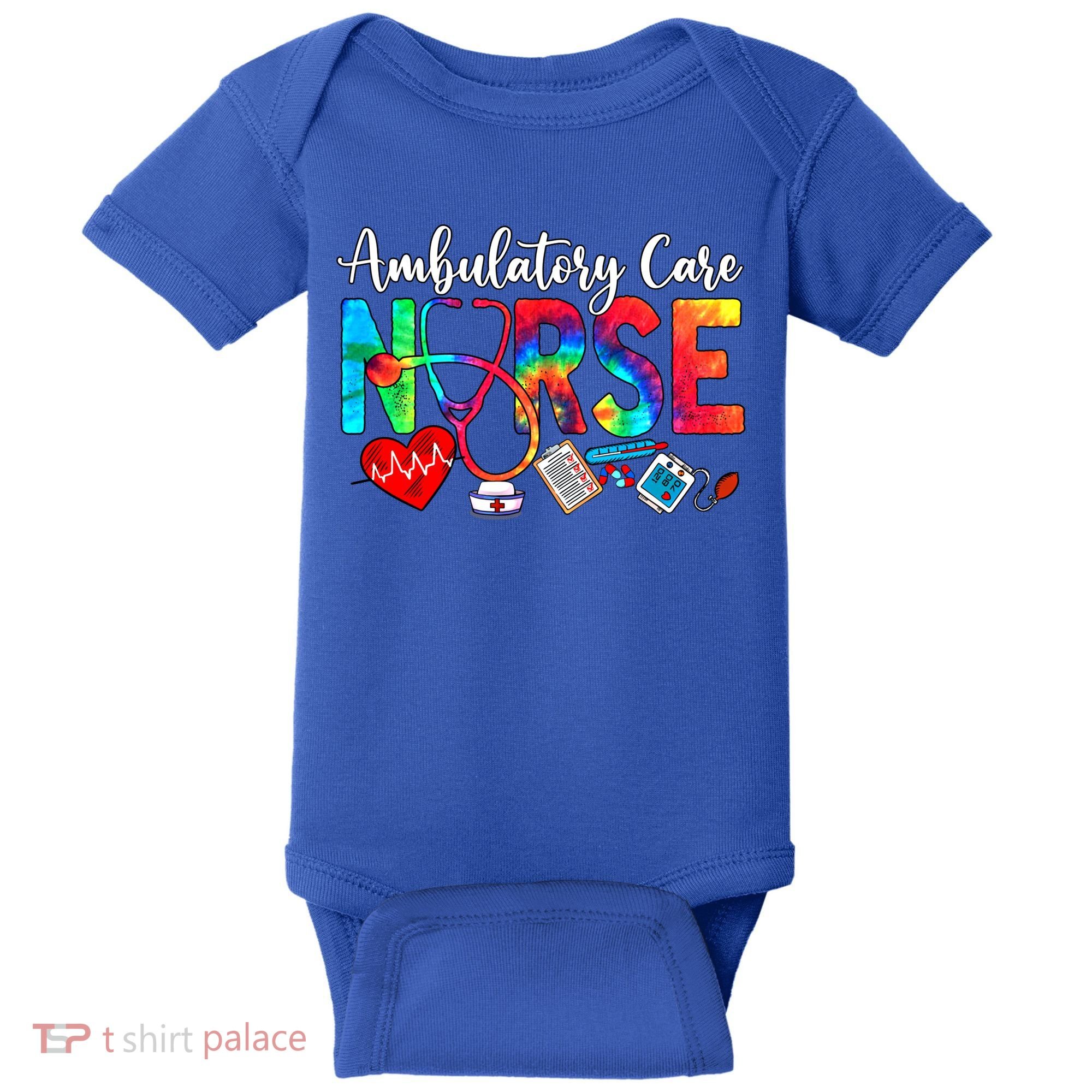 Ambulatory Care Nurse Tie Dye Love Heart Stethoscope Gift Baby Bodysuit