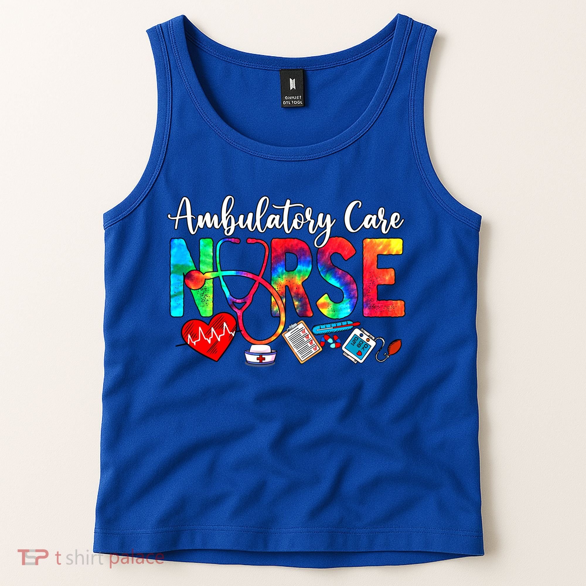 Ambulatory Care Nurse Tie Dye Love Heart Stethoscope Gift Tank Top