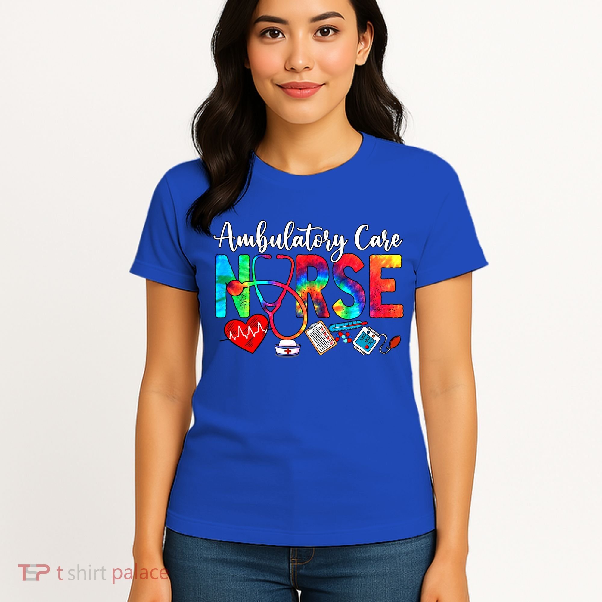 Ambulatory Care Nurse Tie Dye Love Heart Stethoscope Gift Women's T-Shirt
