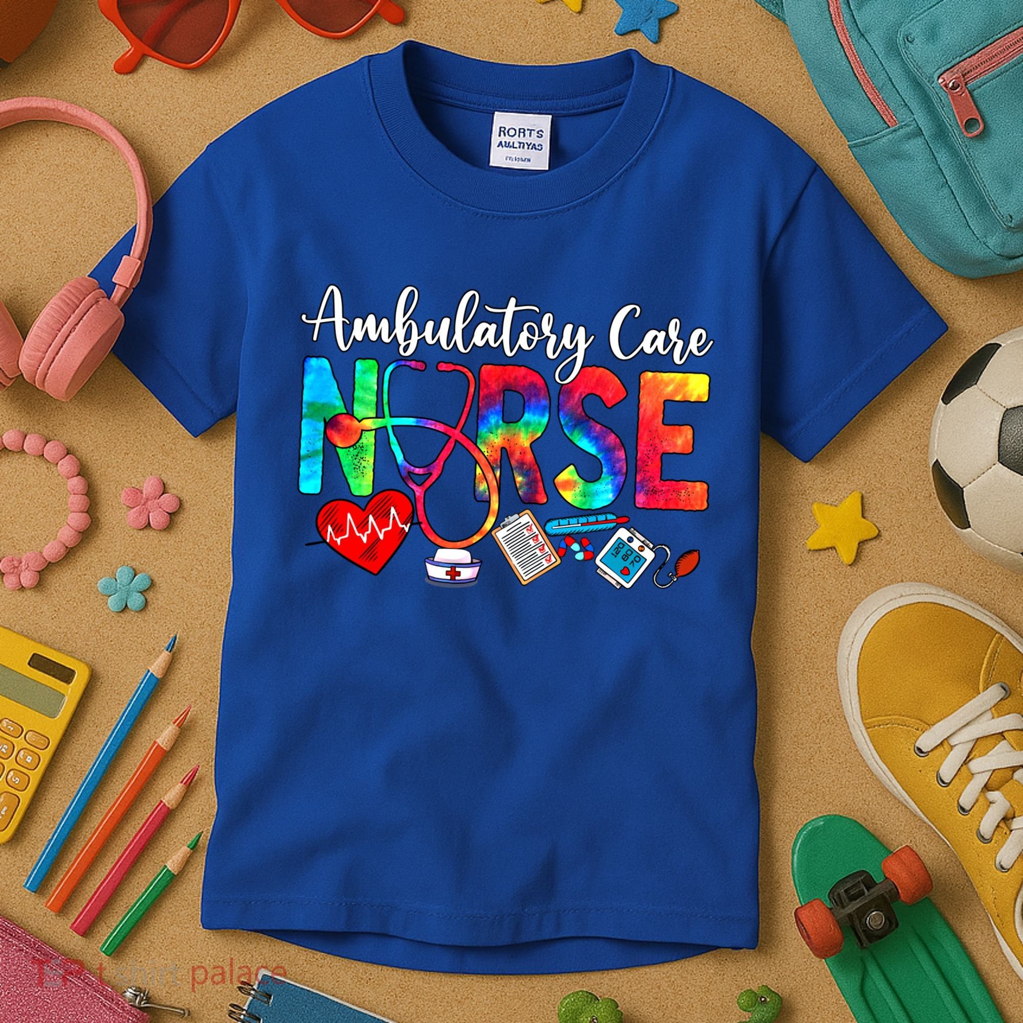 Ambulatory Care Nurse Tie Dye Love Heart Stethoscope Gift Kids T-Shirt
