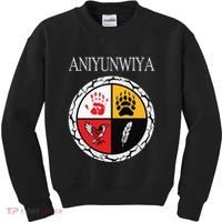 Aniyunwiya Cherokee Nation Native American Medicine Wheel Kids Sweatshirt thumb 0