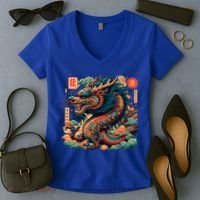 Animated Chinese New Year Dragon 2024  Women's V-Neck T-Shirt thumb 2