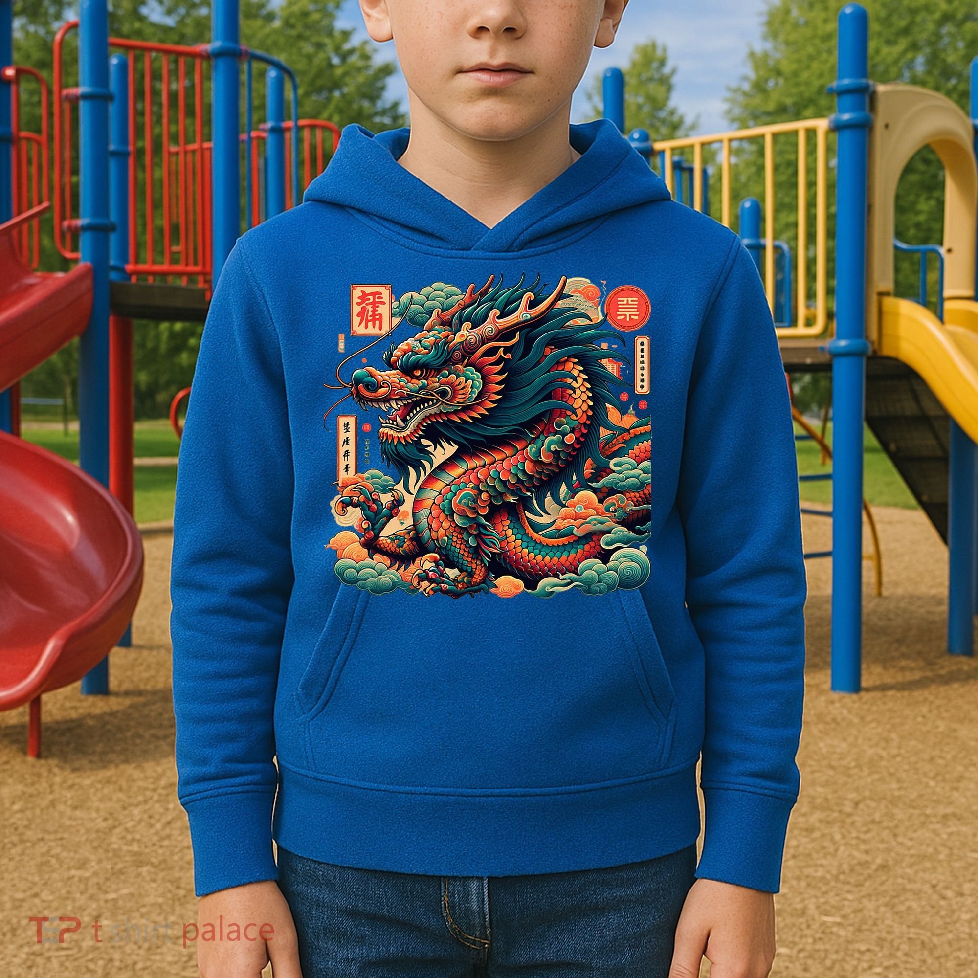 Animated Chinese New Year Dragon 2024  Kids Hoodie