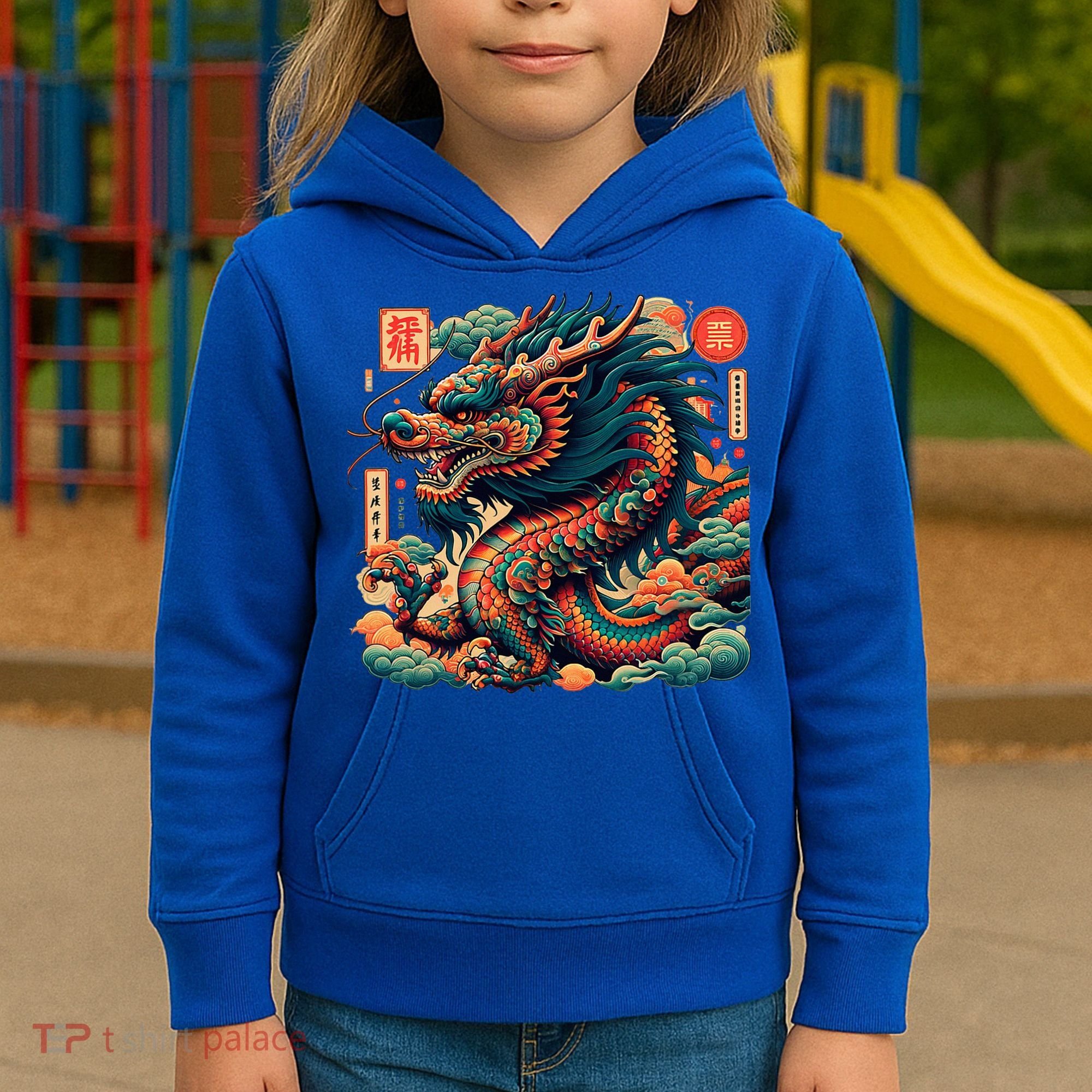 Animated Chinese New Year Dragon 2024  Kids Hoodie