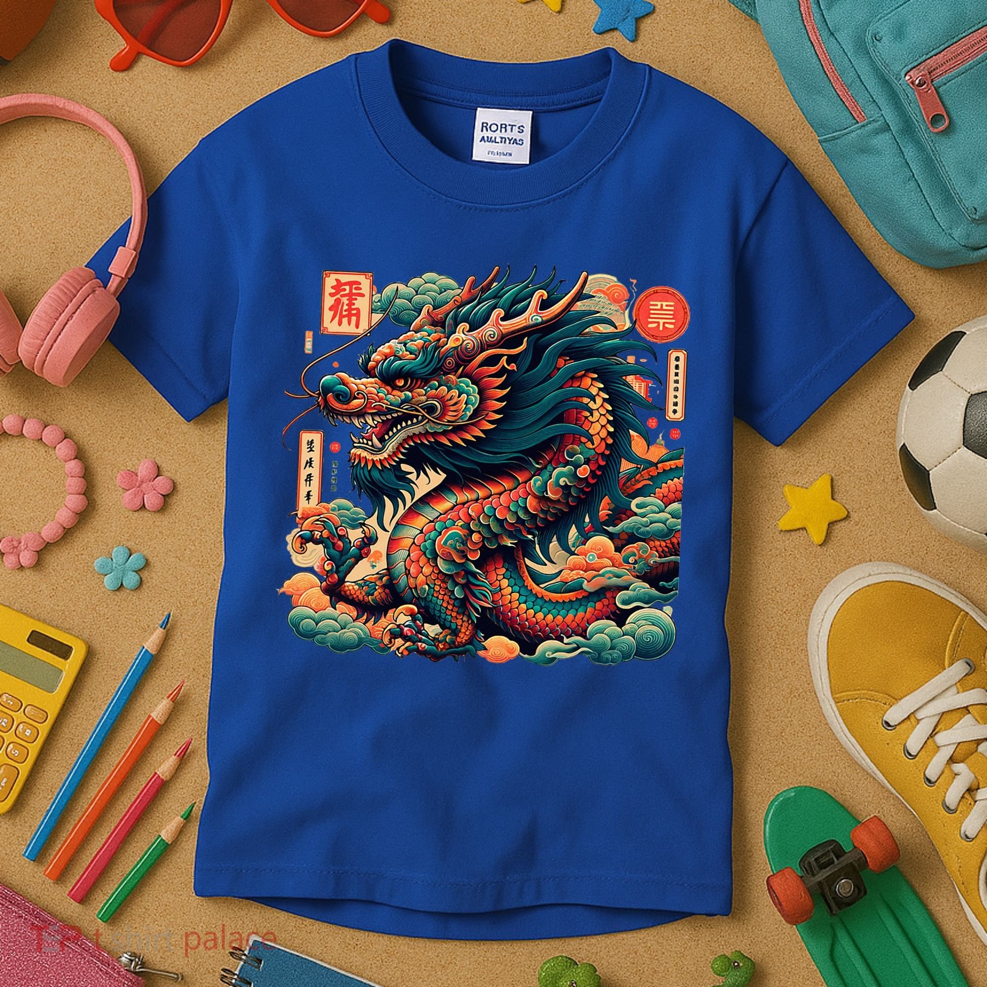 Animated Chinese New Year Dragon 2024  Kids T-Shirt