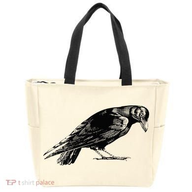 Antique Crow or Raven Tote Bag