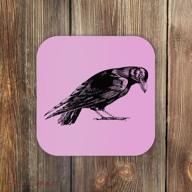 Antique Crow or Raven Coaster